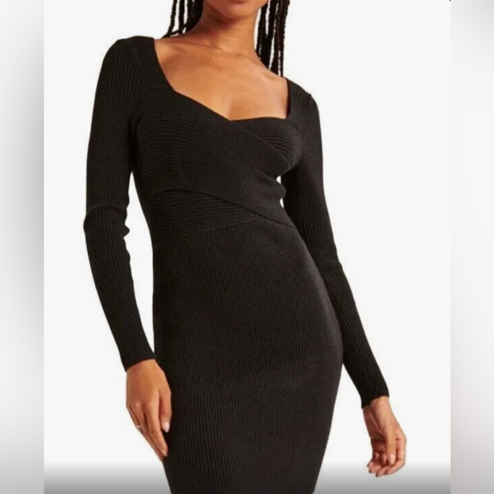 Abercrombie Medium Tall Long-Sleeve Wrap-Front Mini Sweater Dress